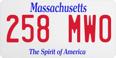 MA license plate 258MW0