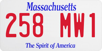 MA license plate 258MW1