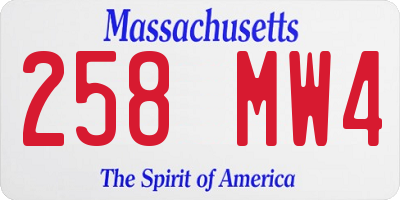 MA license plate 258MW4