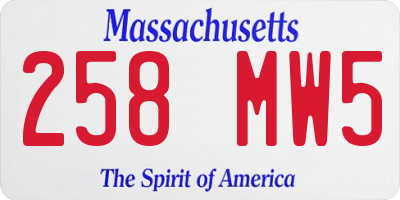 MA license plate 258MW5