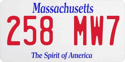 MA license plate 258MW7