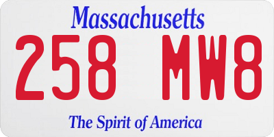 MA license plate 258MW8