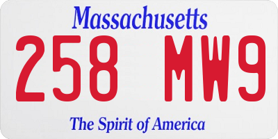 MA license plate 258MW9