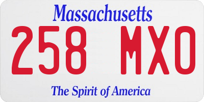 MA license plate 258MX0