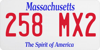 MA license plate 258MX2