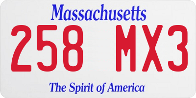 MA license plate 258MX3