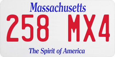 MA license plate 258MX4