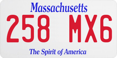 MA license plate 258MX6