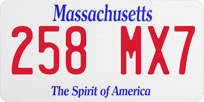 MA license plate 258MX7