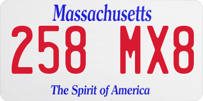 MA license plate 258MX8