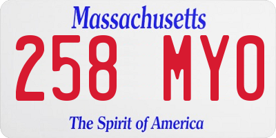 MA license plate 258MY0