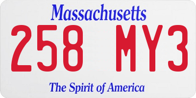 MA license plate 258MY3