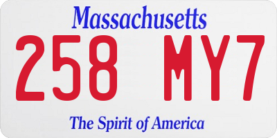 MA license plate 258MY7