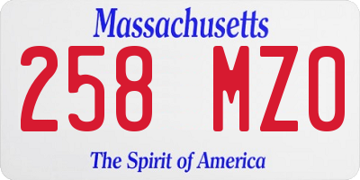 MA license plate 258MZ0
