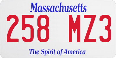 MA license plate 258MZ3