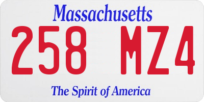 MA license plate 258MZ4