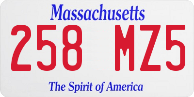 MA license plate 258MZ5