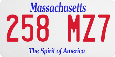 MA license plate 258MZ7