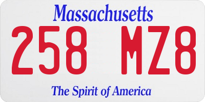 MA license plate 258MZ8