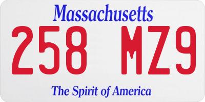 MA license plate 258MZ9