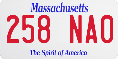 MA license plate 258NA0