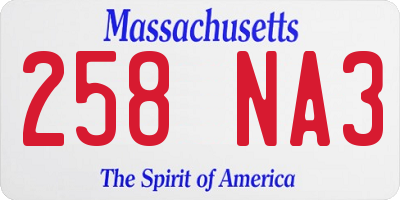 MA license plate 258NA3