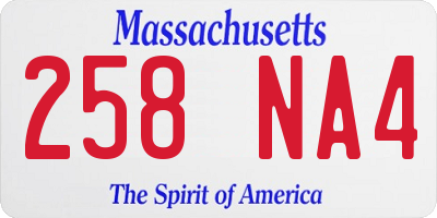MA license plate 258NA4