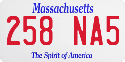 MA license plate 258NA5
