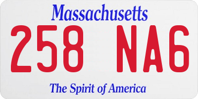 MA license plate 258NA6