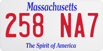 MA license plate 258NA7