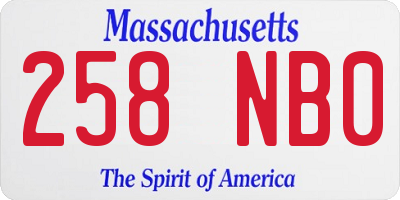MA license plate 258NB0