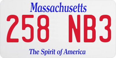 MA license plate 258NB3