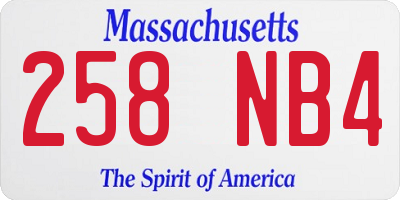 MA license plate 258NB4