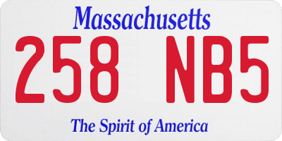 MA license plate 258NB5