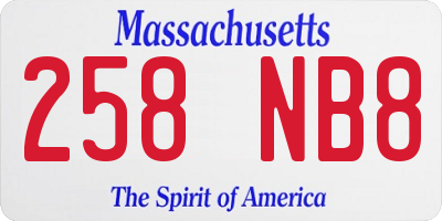 MA license plate 258NB8