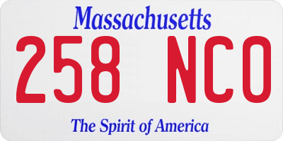 MA license plate 258NC0