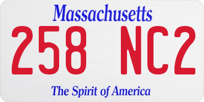 MA license plate 258NC2