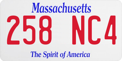 MA license plate 258NC4