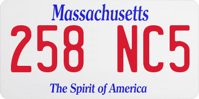 MA license plate 258NC5