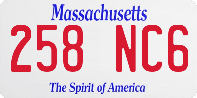 MA license plate 258NC6