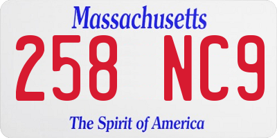 MA license plate 258NC9