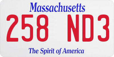 MA license plate 258ND3