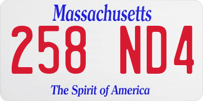MA license plate 258ND4