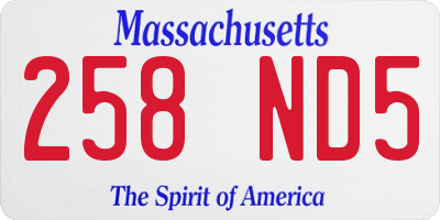 MA license plate 258ND5