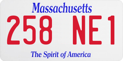 MA license plate 258NE1