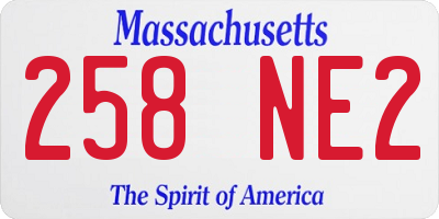MA license plate 258NE2