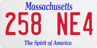 MA license plate 258NE4