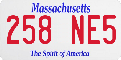 MA license plate 258NE5