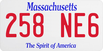 MA license plate 258NE6
