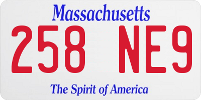 MA license plate 258NE9